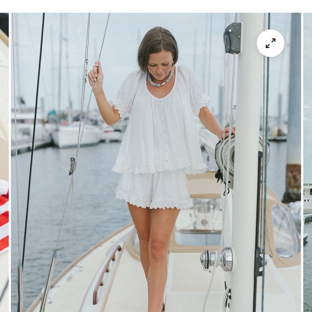 The flounce set in white eyelet